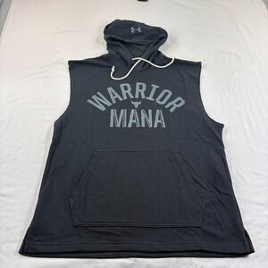 Under Armour Hoodie Mens L Black Project Rock Warrior Mana Sleeveless Pullover